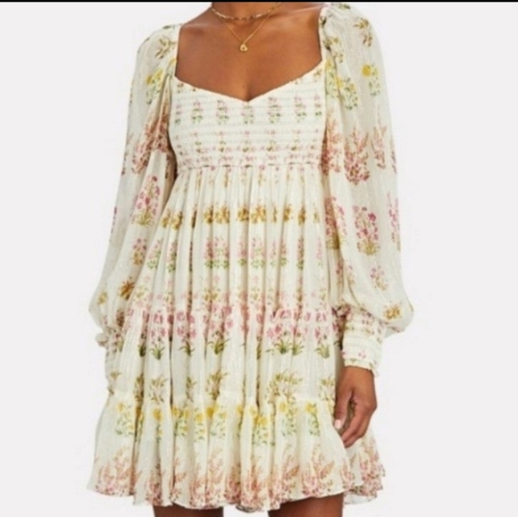 HEMANT & NANDITA Floral Chiffon Mini Dress Small - Picture 9 of 9